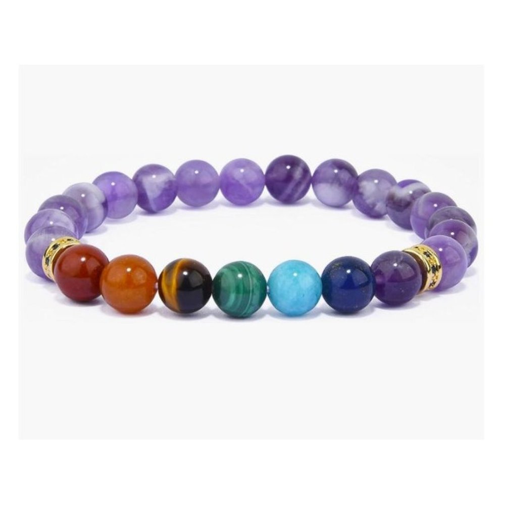 10mm Chakra Purple Amethyst Stretch Bracelet